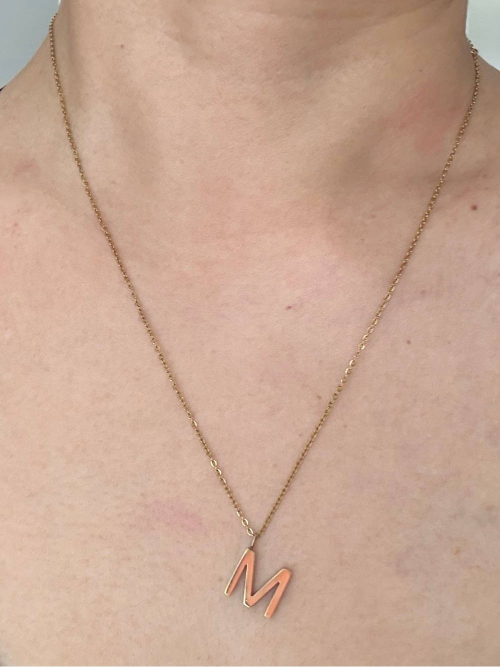 Dainty Initial 'M' 14k Gold Plated Pendant Necklace - Elegant Everyday Jewelry
